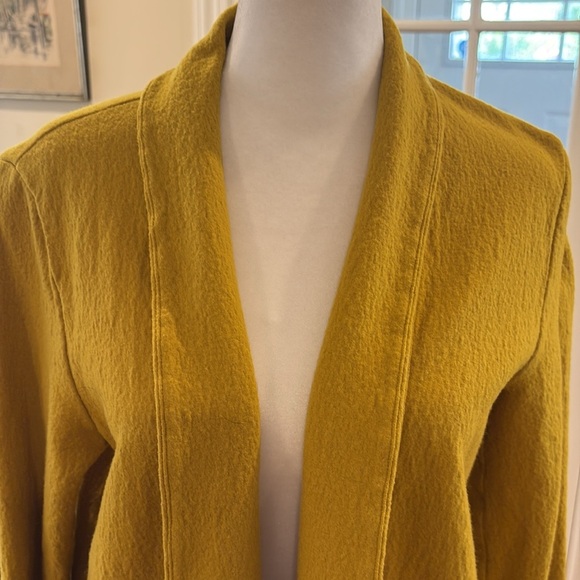 Eileen Fisher mustard yellow open front jacket.  Size M - Picture 3 of 9